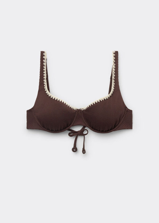 Balconette Swimsuit Top Bicolor Embroidery
