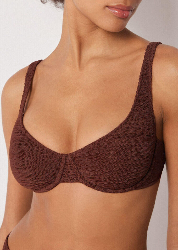 Balconette Swimsuit Top Crinkle Waves