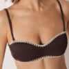 Bandeau Swimsuit Top Bicolor Embroidery