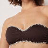 Bandeau Swimsuit Top Bicolor Embroidery