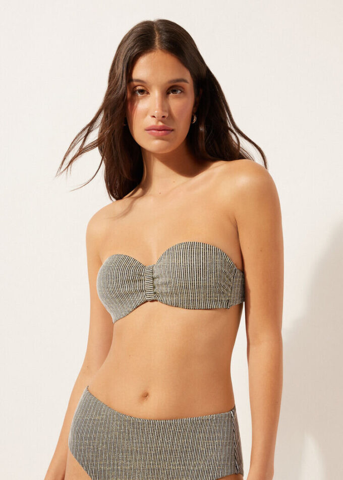 Bandeau Swimsuit Top Golden Stripes