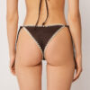 Brazilian String Swimsuit Bottom Bicolor Embroidery