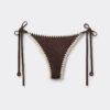 Brazilian String Swimsuit Bottom Bicolor Embroidery