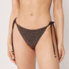 Brazilian String Swimsuit Bottom Brown Glitter