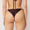 Brazilian String Swimsuit Bottom Brown Glitter