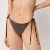 Brazilian String Swimsuit Bottom Brown Glitter