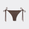 Brazilian String Swimsuit Bottom Brown Glitter