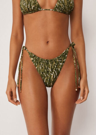 Brazilian String Swimsuit Bottom Natural Tie-Dye