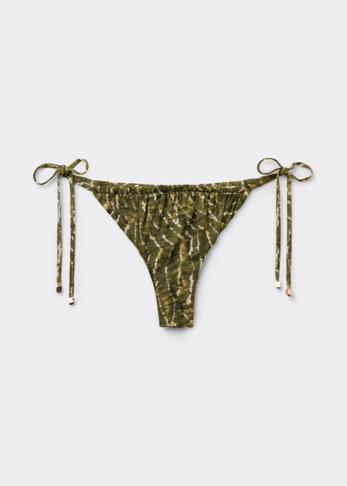 Brazilian String Swimsuit Bottom Natural Tie-Dye