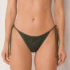 Brazilian String Swimsuit Bottom Sequin Net