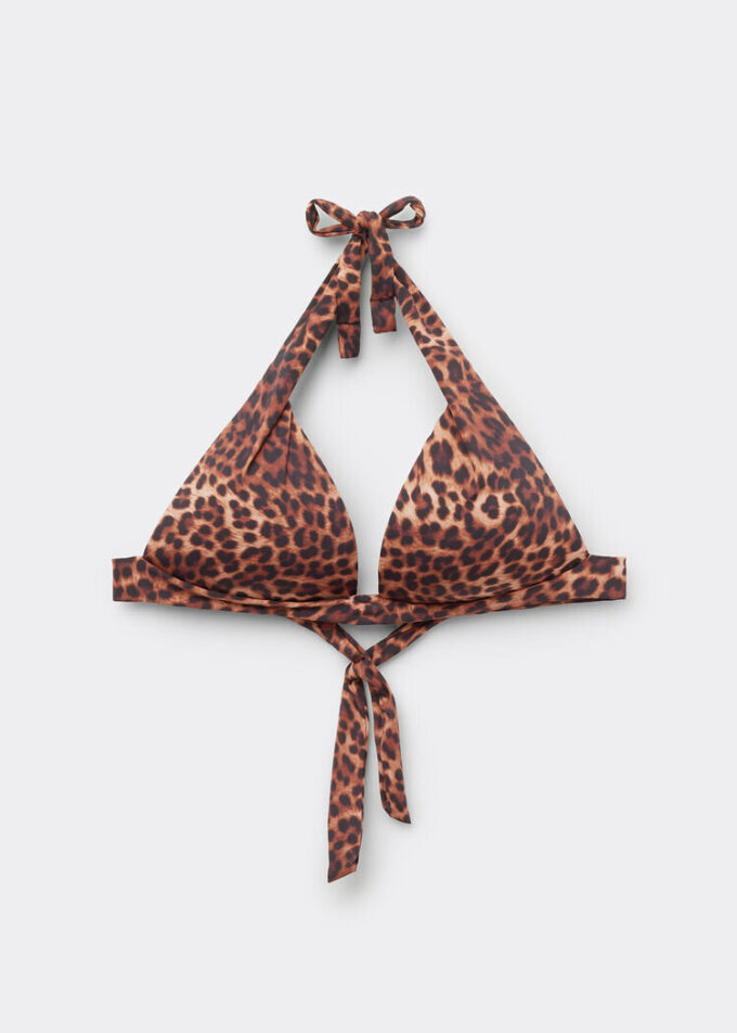 Brown Animalier Graduated Padded Triangle Swimsuit
