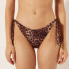 Brown Animalier Lace-Up Swimsuit Bottoms