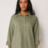 Cropped Linen and Viscose Shirt