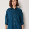 Cropped Linen and Viscose Shirt