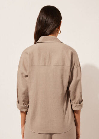 Cropped Linen and Viscose Shirt