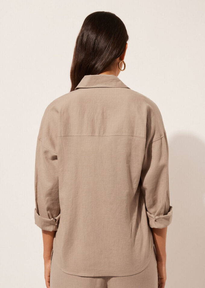 Cropped Linen and Viscose Shirt