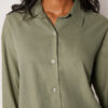 Cropped Linen and Viscose Shirt