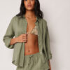 Cropped Linen and Viscose Shirt