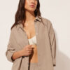 Cropped Linen and Viscose Shirt