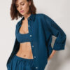 Cropped Linen and Viscose Shirt