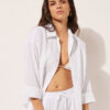 Cropped Linen and Viscose Shirt