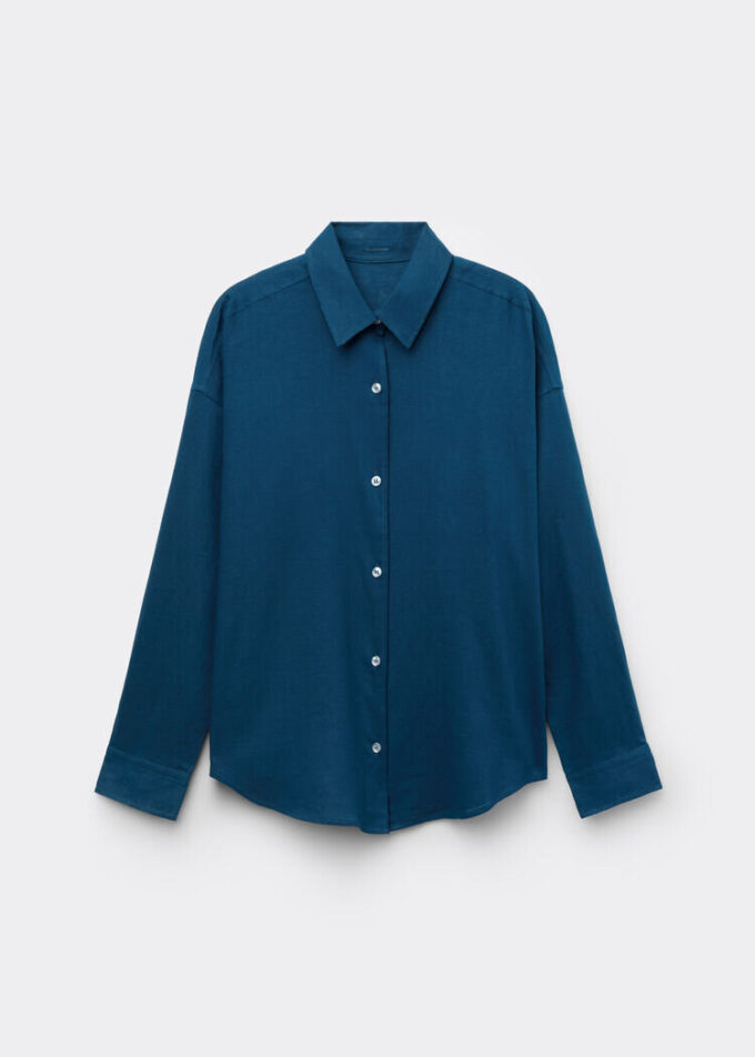 Cropped Linen and Viscose Shirt