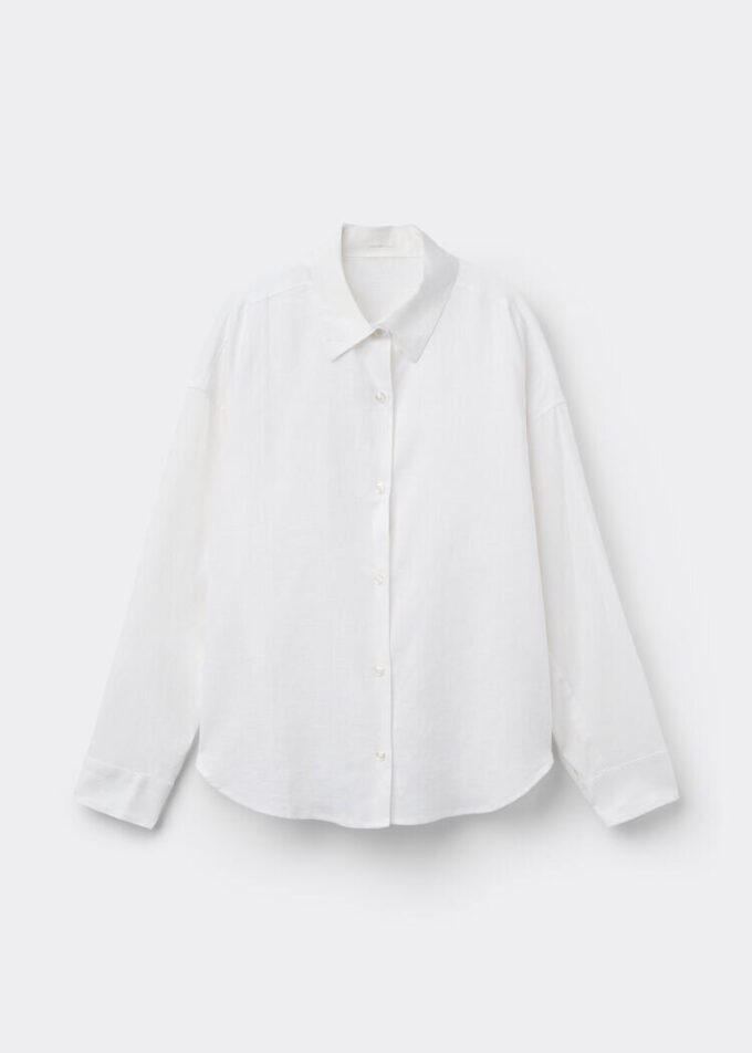 Cropped Linen and Viscose Shirt