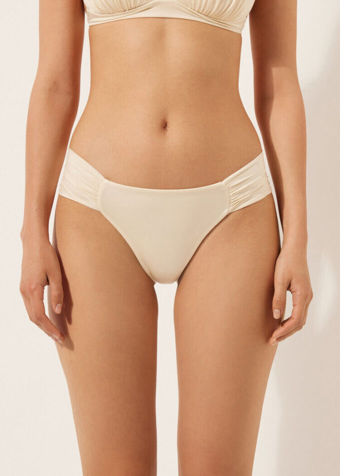 Draped Brazilian Swimsuit Bottom Shiny Satin Draped Brazilian Swimsuit Bottom Shiny Satin
