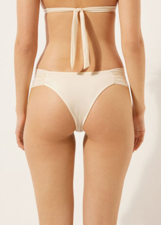 Draped Brazilian Swimsuit Bottom Shiny Satin