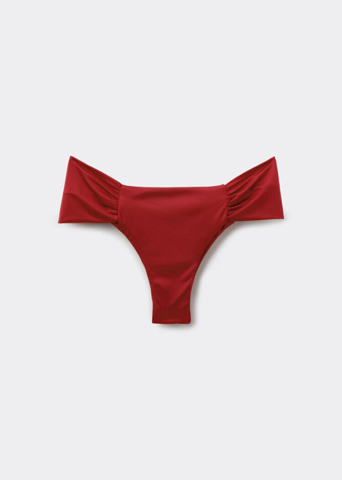 Draped Brazilian Swimsuit Bottom Shiny Satin Draped Brazilian Swimsuit Bottom Shiny Satin