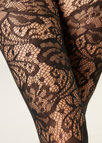 Floral Fishnet Tights