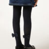 Girls’ Ribbed Cotton Tights with Bow