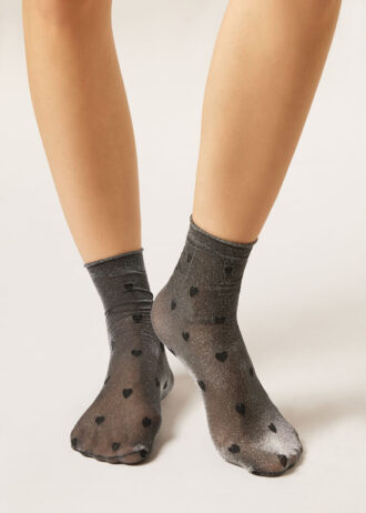 Glitter and Hearts Sheer Socks