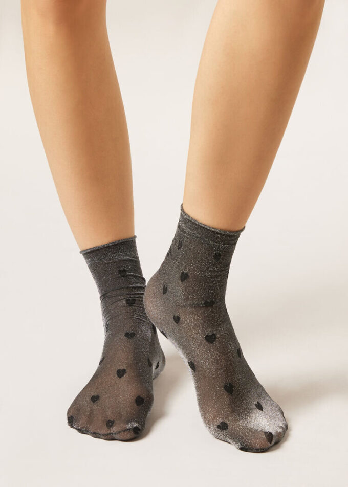 Glitter and Hearts Sheer Socks