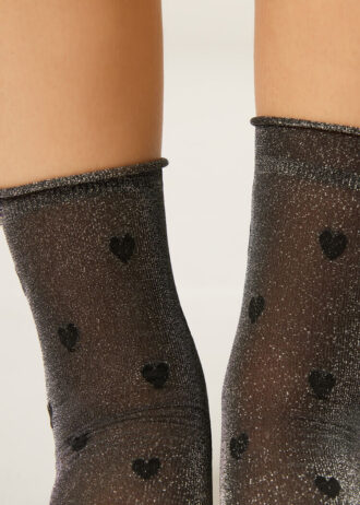 Glitter and Hearts Sheer Socks