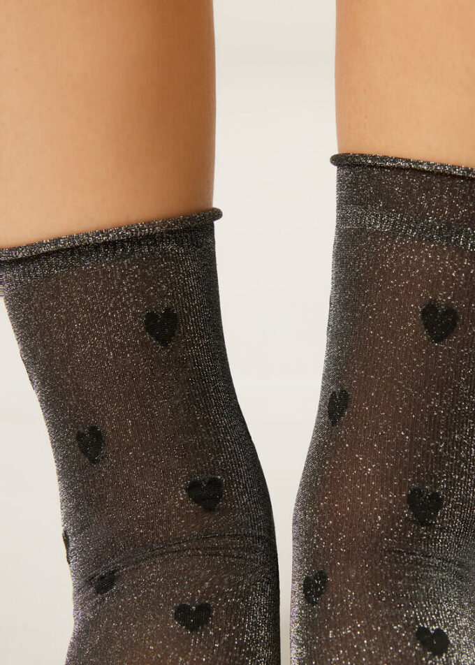 Glitter and Hearts Sheer Socks