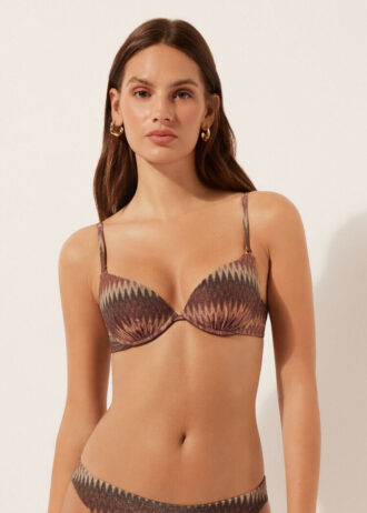 Golden Chevron Push up Swimsuit Top