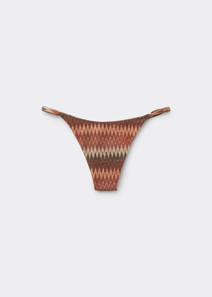 Golden Chevron Thong Swimsuit Bottoms
