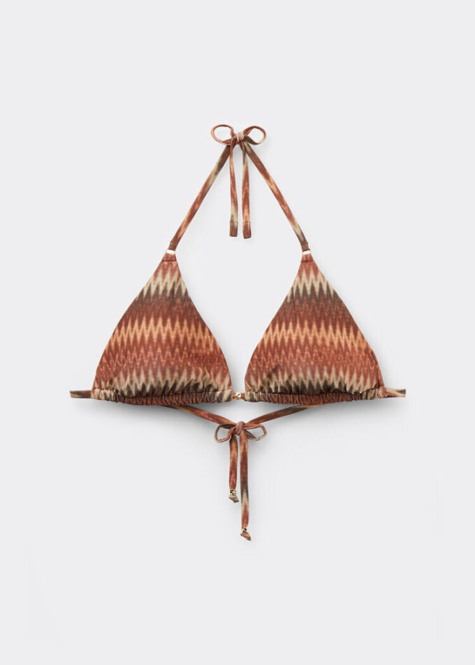 Golden Chevron Triangle Swimsuit Top