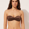 Graduated Padded Bandeau Swimsuit Top Shiny Satin Graduated Padded Bandeau Swimsuit Top Shiny Satin