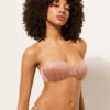 Graduated Padded Bandeau Swimsuit Top Shiny Satin Graduated Padded Bandeau Swimsuit Top Shiny Satin