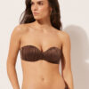 Graduated Padded Bandeau Swimsuit Top Shiny Satin Graduated Padded Bandeau Swimsuit Top Shiny Satin