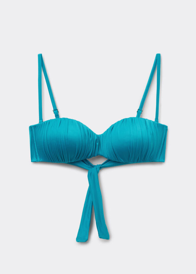 Graduated Padded Bandeau Swimsuit Top Shiny Satin Graduated Padded Bandeau Swimsuit Top Shiny Satin