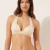 Graduated Padding Triangle Swimsuit Top Shiny Satin