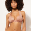 Graduated Padding Triangle Swimsuit Top Shiny Satin
