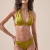 Graduated Padding Triangle Swimsuit Top Shiny Satin