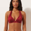 Graduated Padding Triangle Swimsuit Top Shiny Satin