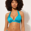 Graduated Padding Triangle Swimsuit Top Shiny Satin