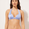 Graduated Padding Triangle Swimsuit Top Shiny Satin