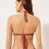 Graduated Padding Triangle Swimsuit Top Shiny Satin